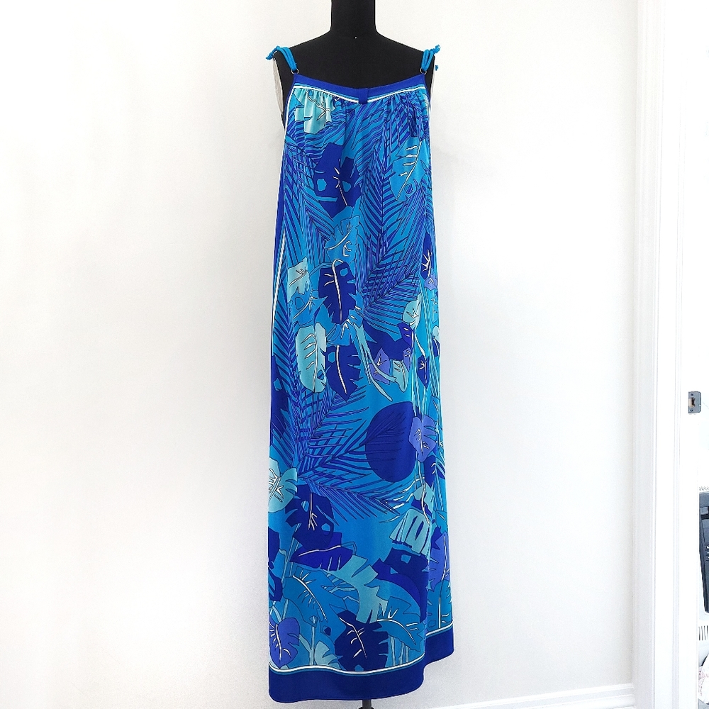 Vintage Palm Trees Austria Vacation Dopamine Scarf Print Knit Maxi Dress